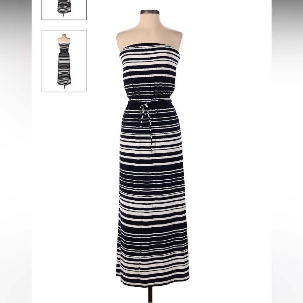 J. Crew Black and White Striped Maxi Dress